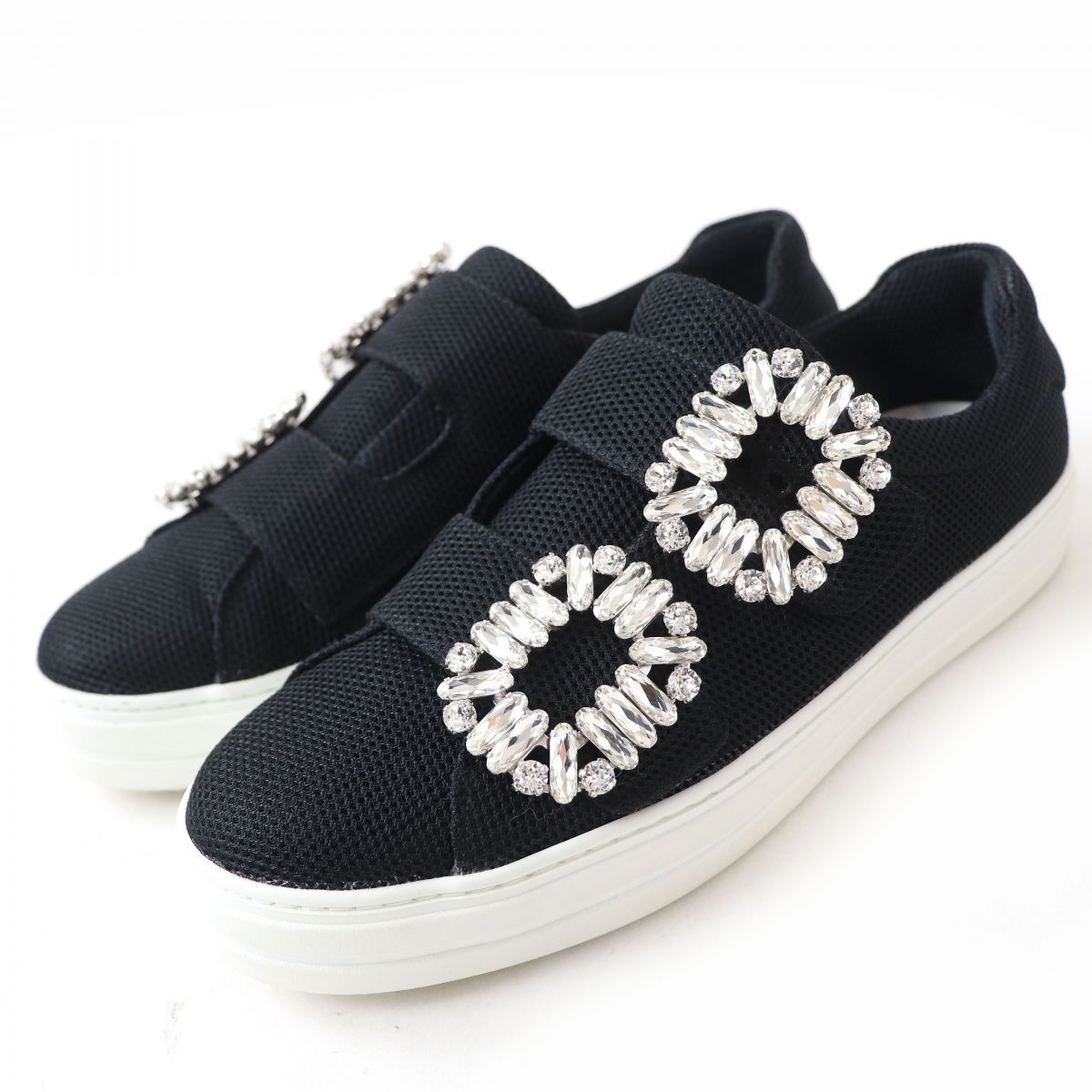 美品△Roger Vivier ロジェヴィヴィエ ストラスバックル ビジュー付き 