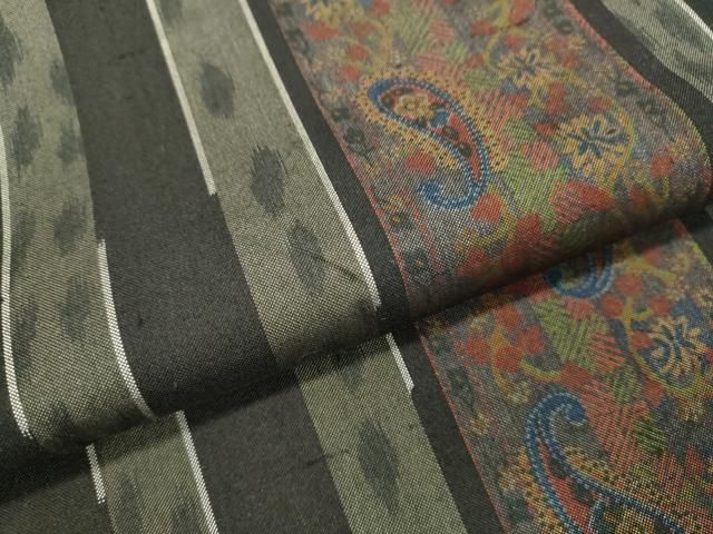 平和屋着物○本場大島紬 花間道 ペイズリー 反端付き 正絹 逸品 DAAV3314du