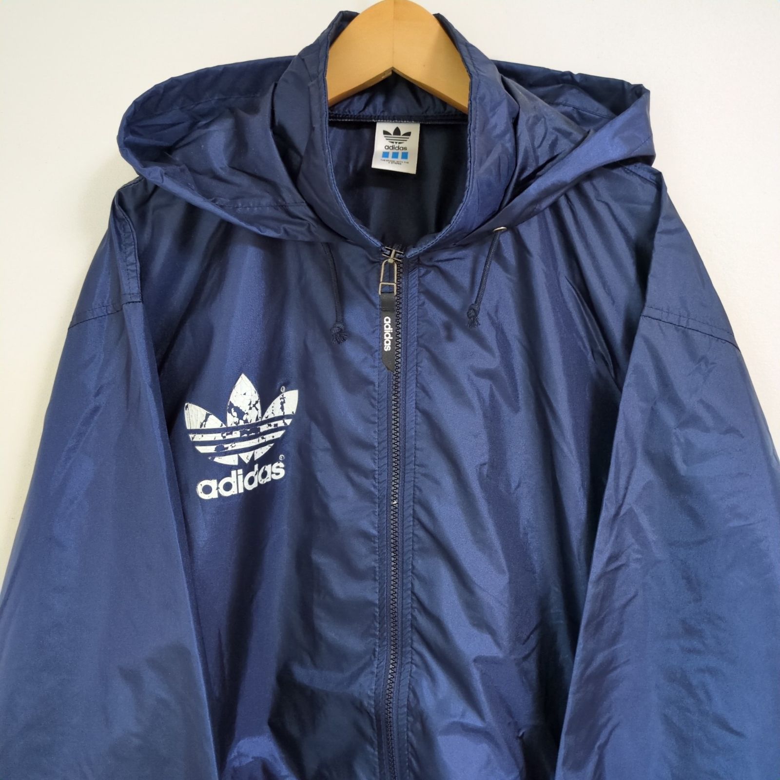 w^)b adidas アディダス デサント トップス 80s 90s ヴィンテージ ビンテージ トラックジャケット サッカー ナイロン ベンチコート  ジップアップ ジャンパー 薄手ネイビー 日本製 大きい メンズ サイズM L - メルカリ