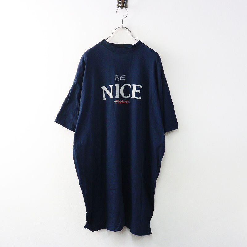 2025AW バレンシアガ BALENCIAGA BE NIXE オーバーサイズ Tシャツ L|ネイビー トップス カットソー 2400014536799