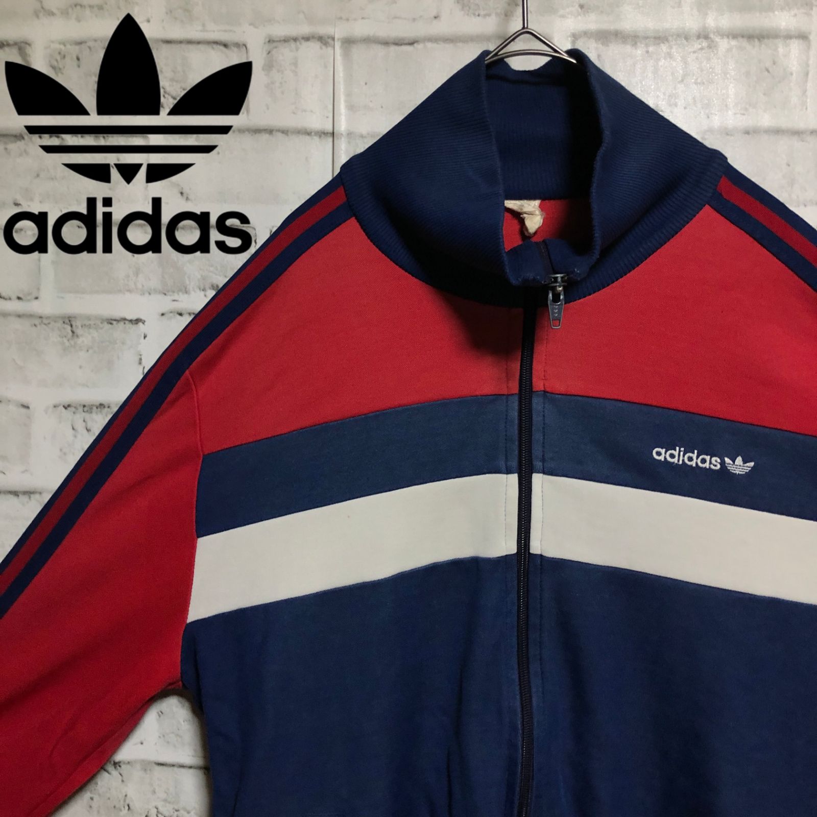 80s⭐️adidas トラックジャケット/ジャージ M 刺繍トレファイル 80s⭐️adidas トラックジャケット/ジャージ M 刺繍トレファイル