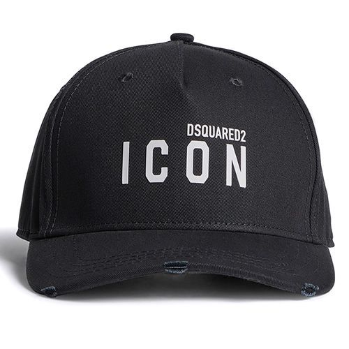 DSQUARED2 キャップ DSQUARED2(ディースクエアード) ツバダメージICON刺繍キャップ