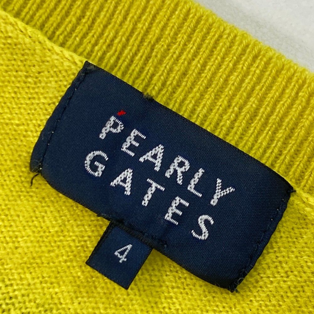 サイズ：4 PEARLY GATES パーリーゲイツ  クルーネック カシミヤ ニットセーター  ホワイト系 [240101486533] ゴルフウェア メンズ ストスト PEARLY GATES パーリーゲイツ クルーネック カシミヤ ニット
