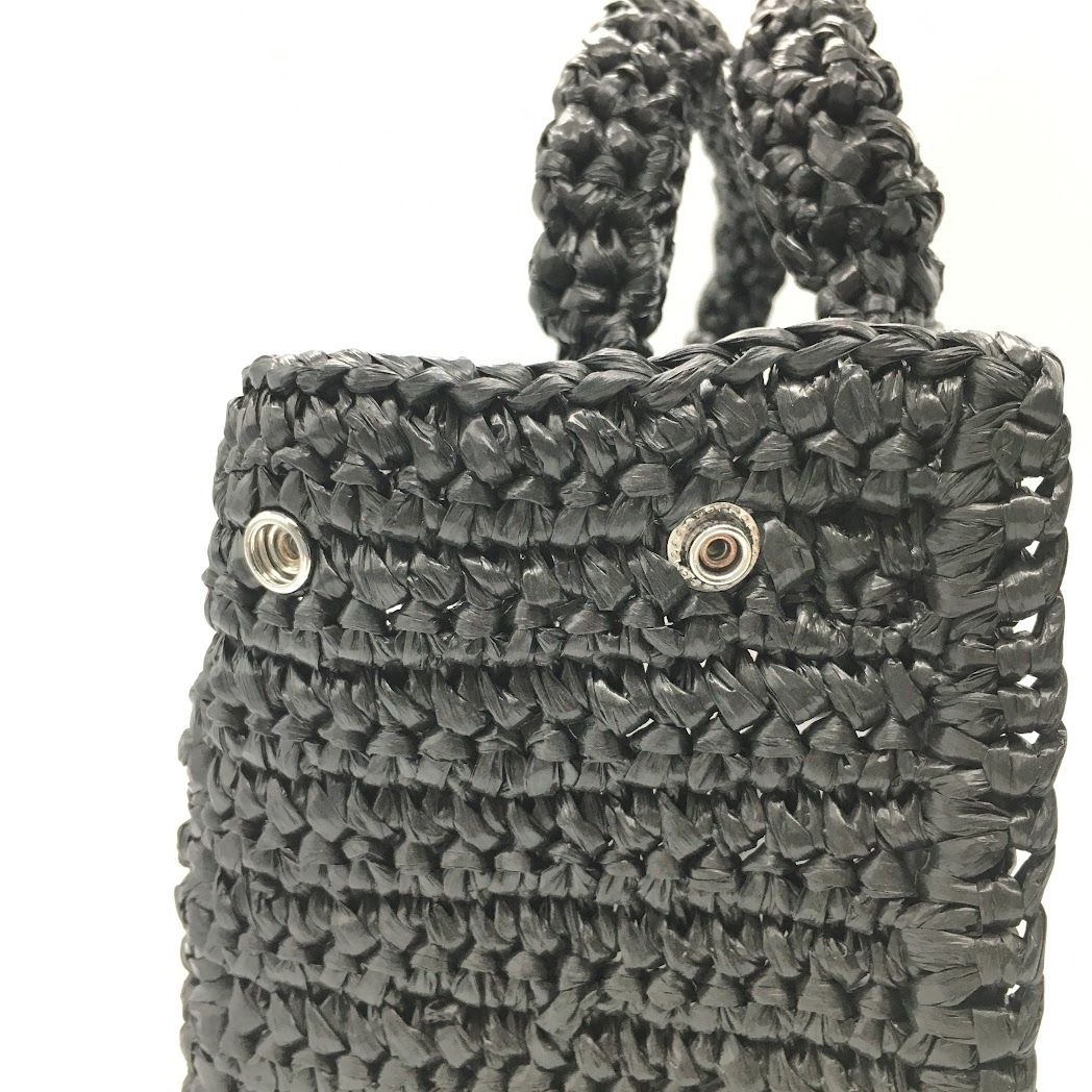 FURFUR ファーファー ラフィアロゴトートバッグ ショルダーバッグ BLK ZOZOTOWN限定カラー】ラフィアロゴトートバッグ（トートバッグ