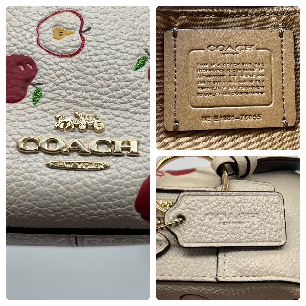 極美品<!-利用不可文字-!>COACH ショルダーバッグ アップル プリント 