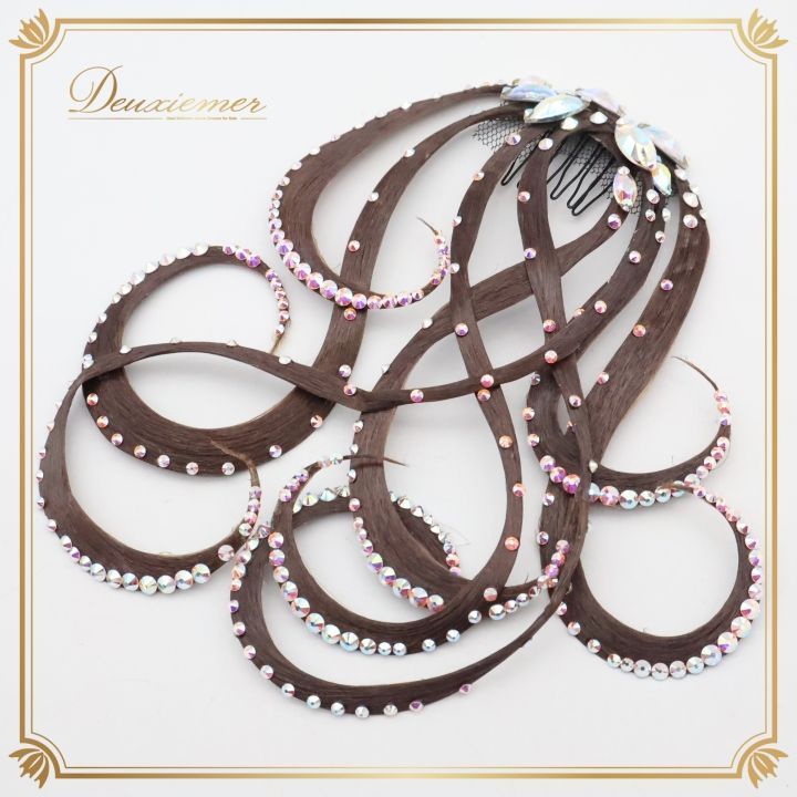 社交ダンス 小物 多美咲 オーナメント アクセサリー つけ毛 つけ髪 デモ 競技 コーム ヘアアクセサリー 髪飾り 茶色 オーロラ ブラウン系 競技用 ダンス用 小物 髪型 アクセサリー ヘアスタイル パーティー エレガント おしゃれ 髪飾り デモ用