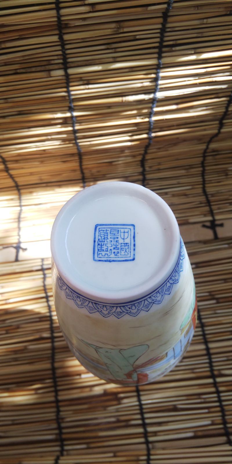 中国美術　蛍手染付花瓶　景徳鎮製 中国美術 蛍手染付花瓶 景徳鎮製