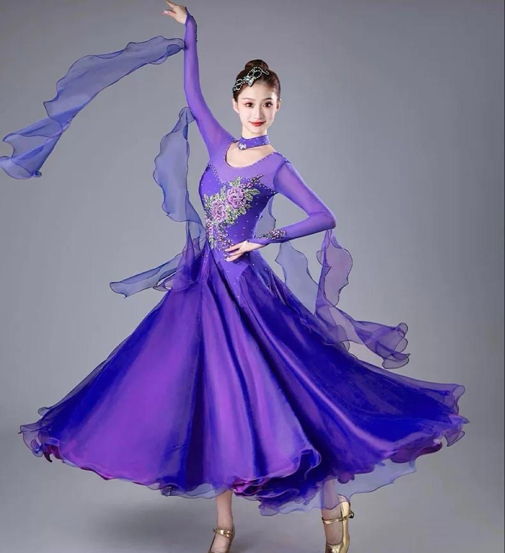 スタンダードドレス✨発表会用ダンスパーティー向け華やかデモ衣装 新品未使用 スタンダードドレス デモ、発表会、競技会、ダンス