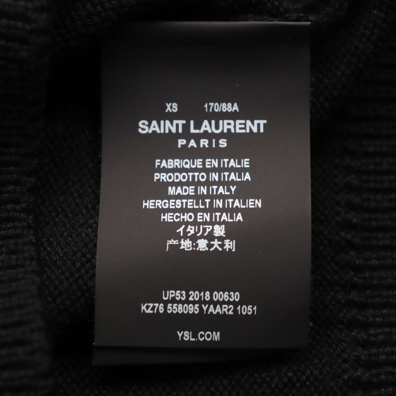 極美品○SAINT LAURENT PARIS サンローランパリ 558095 YAAR2 BEAD EMBROIDERED CREW KNIT  ウール100% ロゴビジュー クルーネック セーター/ニット ブラック XS イタリア製 正規品 メンズ - メルカリ