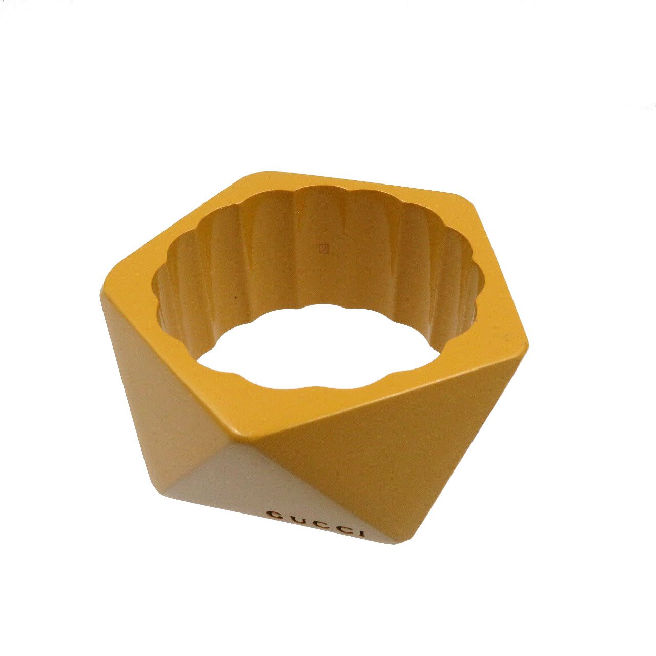 美品 グッチ アクリル マスタード イエロー バングル 0115 GUCCI  