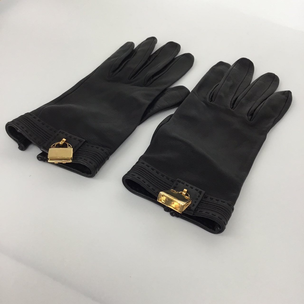 エルメス HERMES 未使用近い グローブ 手袋 レザー ブラック