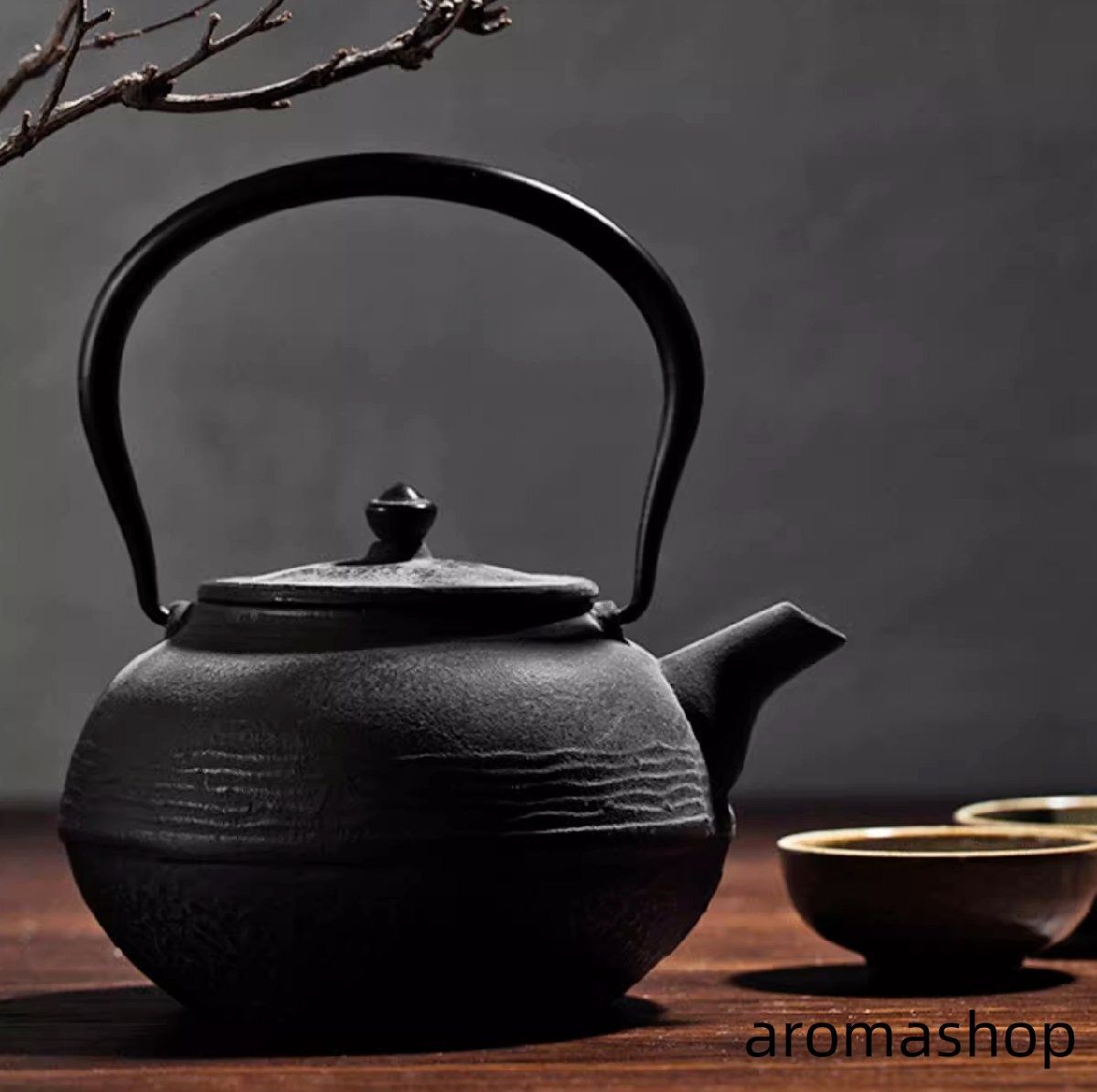 鉄瓶 砂鉄 鉄器 鉄製 茶道具 波紋 やかん 和食器 大容量 1.4L 直火 IH対応 おまけ4点セット