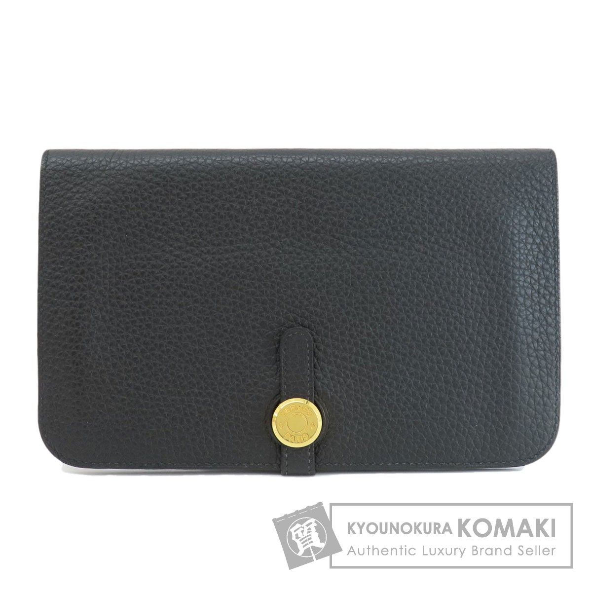 HERMES エルメス ドゴンGM 黒 ブラック ゴールド金具 長財布（小銭入れ