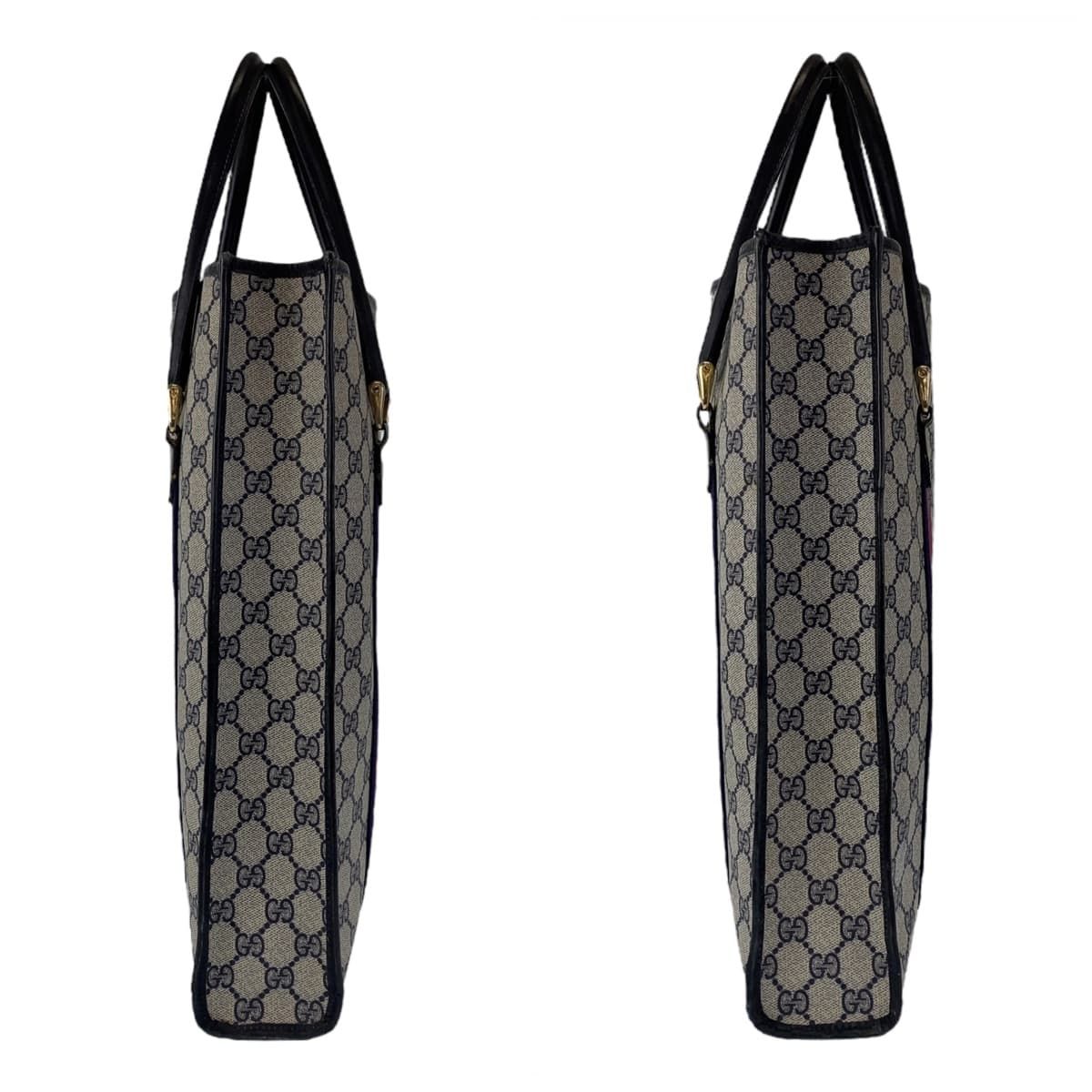 【美品】 グッチ シェリーライン トートバッグ キャンバス レザー ロゴ金具 GUCCI グッチ ヴィンテージ オールドグッチ シェリーライン