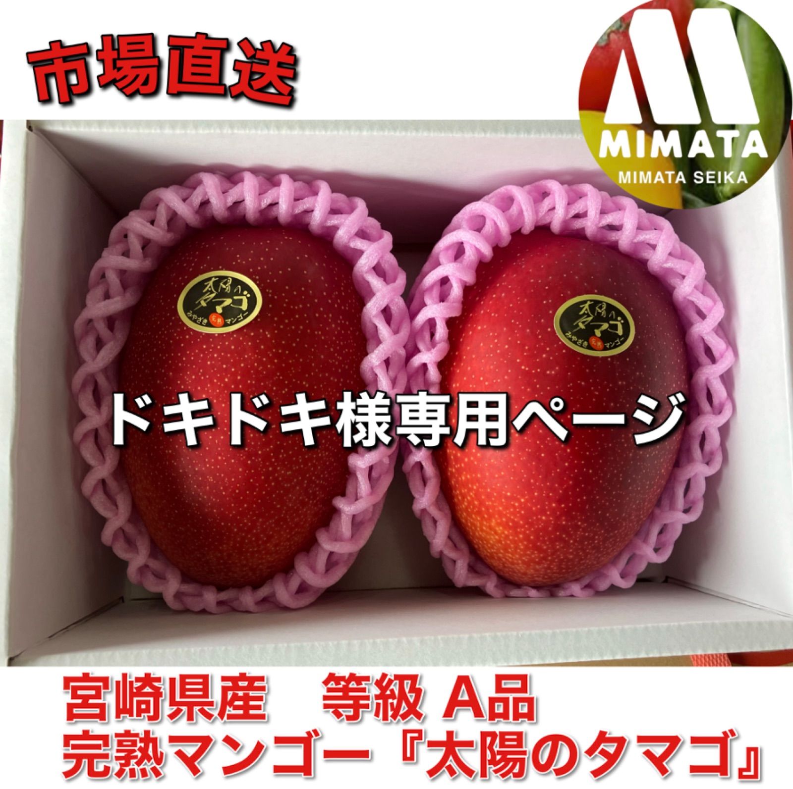 宮崎県産 完熟マンゴー 太陽のタマゴ A品 特大4L 2玉化粧箱入り 2セット