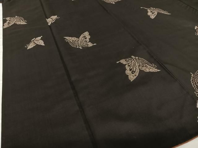 平和屋着物○本場大島紬 泥染め 9マルキ 地空 舞蝶文 正絹 逸品  