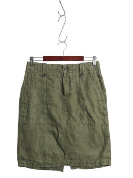 なクーポン配布中! J CREW リネン スカート レディース M 程 無地 ひざ丈 ひざ上丈 ミニスカート ヘリンボーン ヴィンテージ イギリス軍 アーミー カーキ