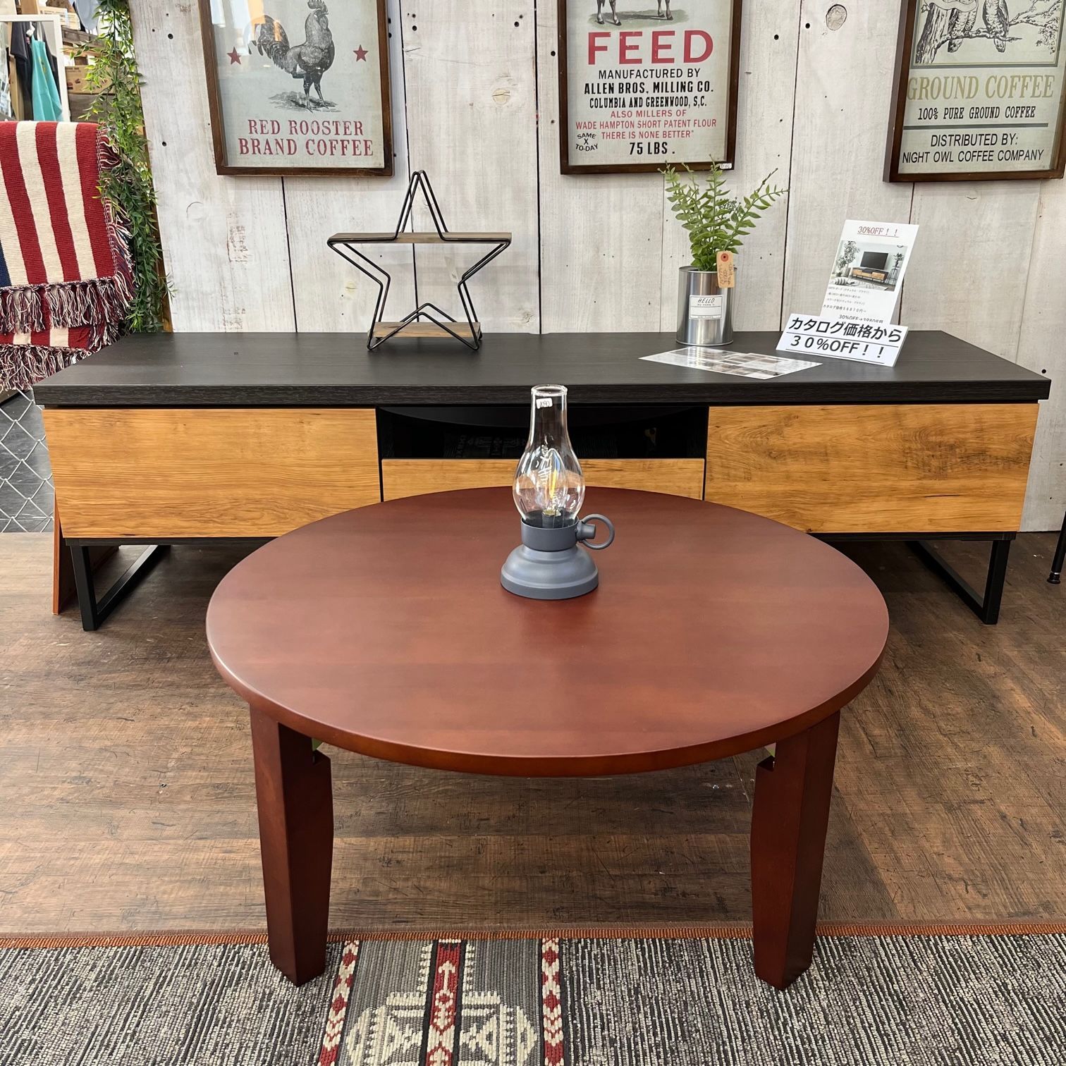 ちゃぶ台 木製円形テーブル 約70cm ダークブラウン Amazon｜NEW