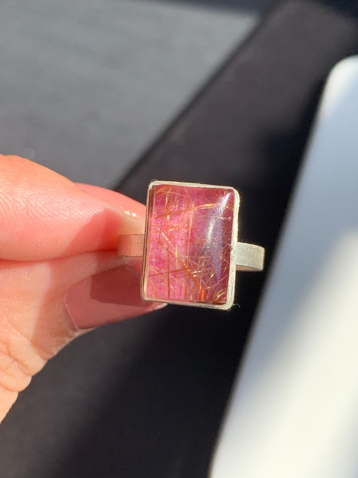 1点もの ルビー×ルチルクォーツ ダブレットストーンリング SV925