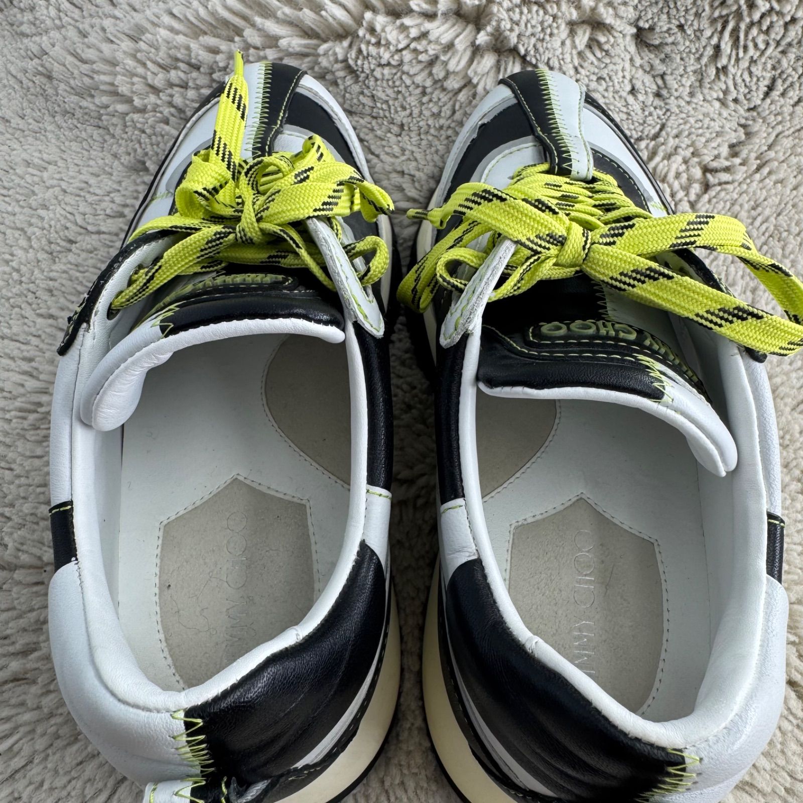 JIMMY CHOO ダットシューズ ホワイト ブラック レザー サイズ36 JIMMY CHOO ダットシューズ ホワイト ブラック レザー サイズ36