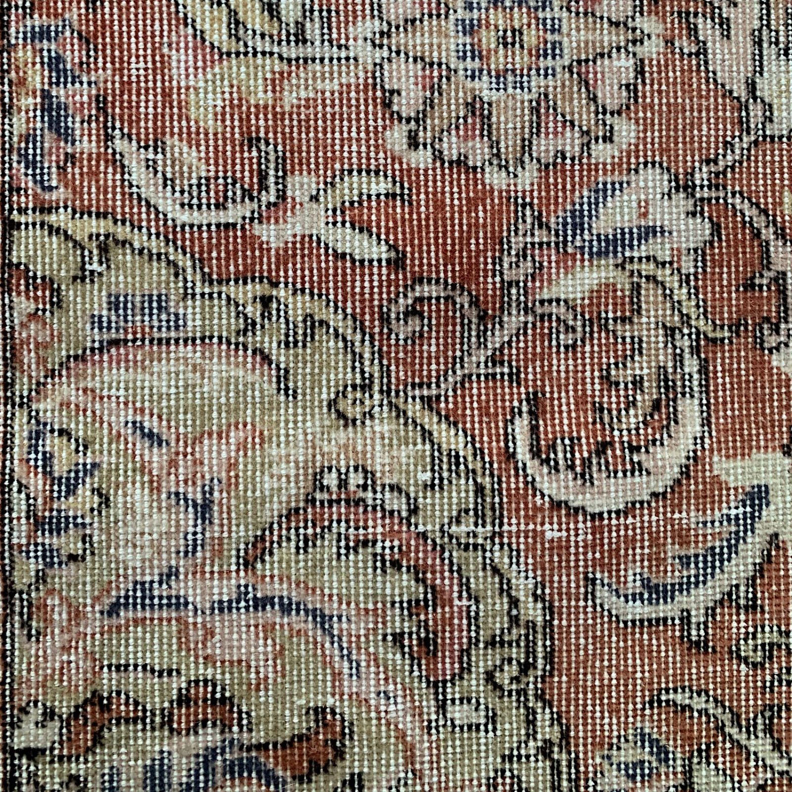 ペールオレンジ　大判222×121 シャビー　メダリオン　トルコヴィンテージラグ ペールオレンジ 222×121 シャビー メダリオン トルコ