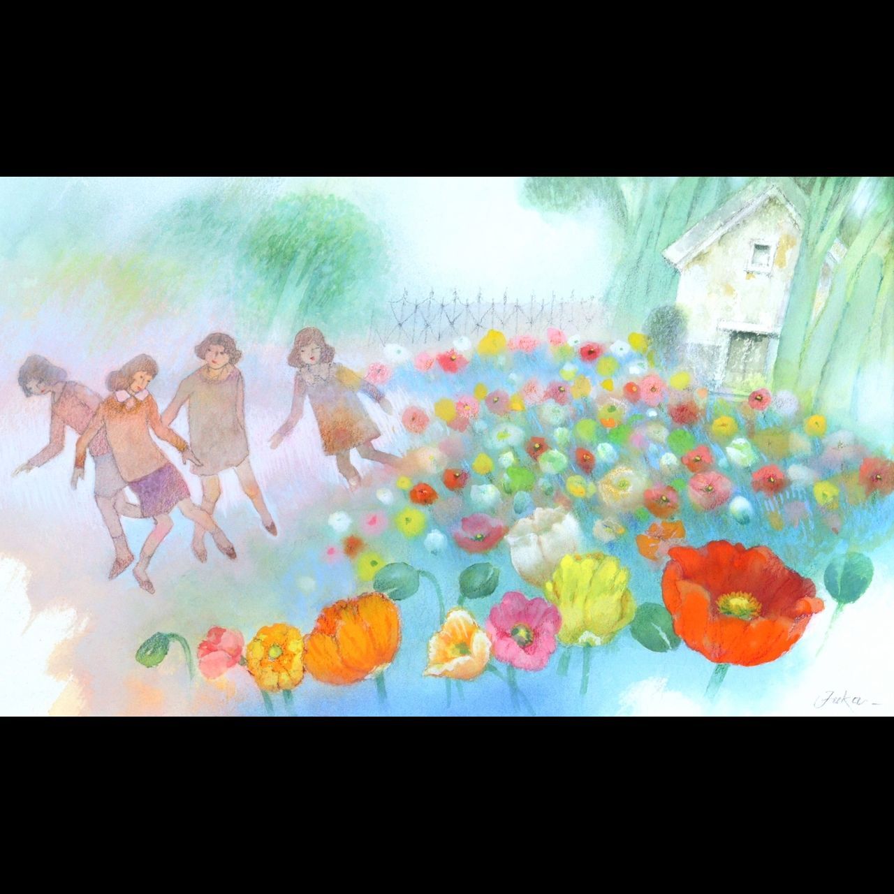 深沢邦朗 パステル画 アネモネ ファンタジー 楾 G348.2-T2