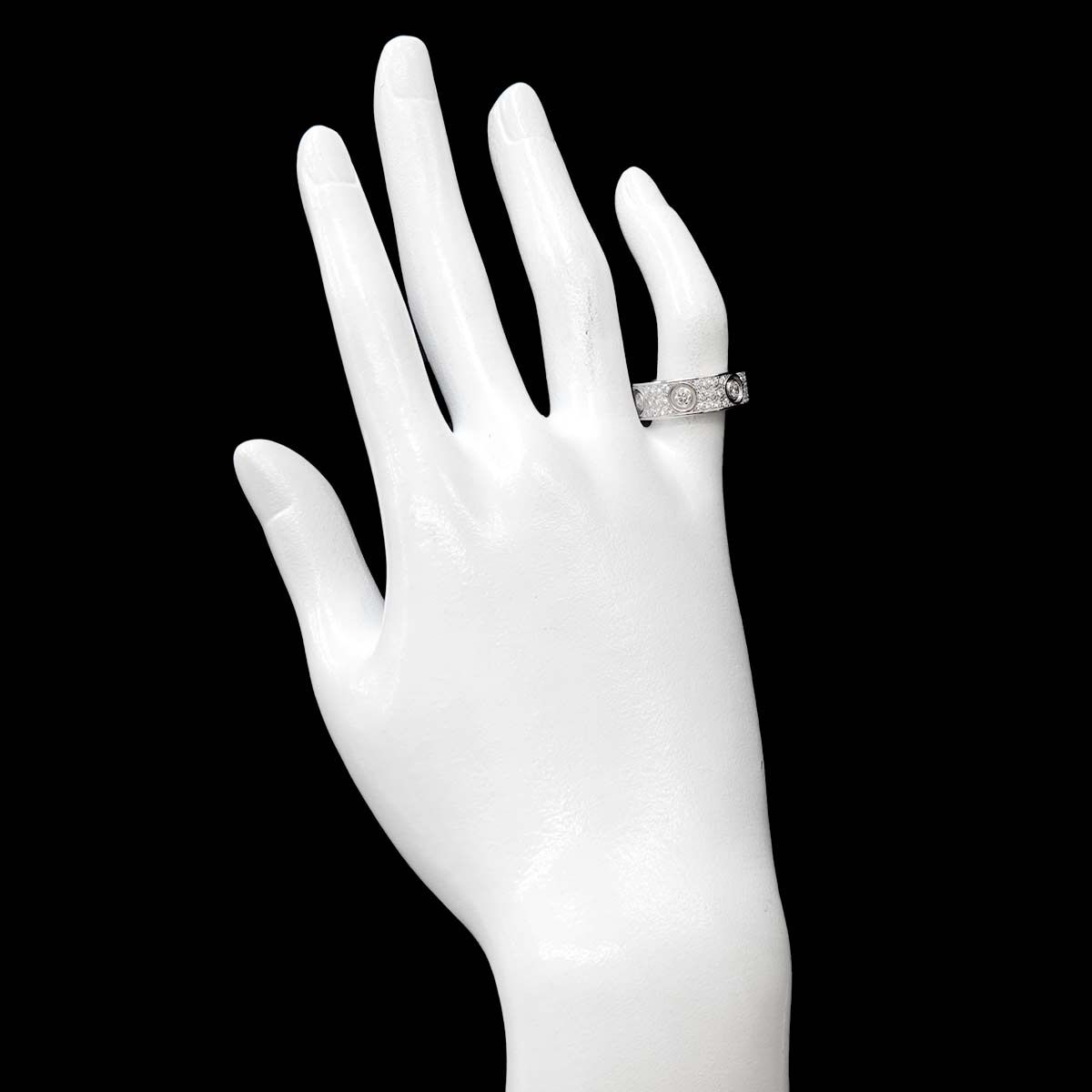 カルティエ Cartier ラブ #48 リング フル パヴェ ダイヤ K18 WG 