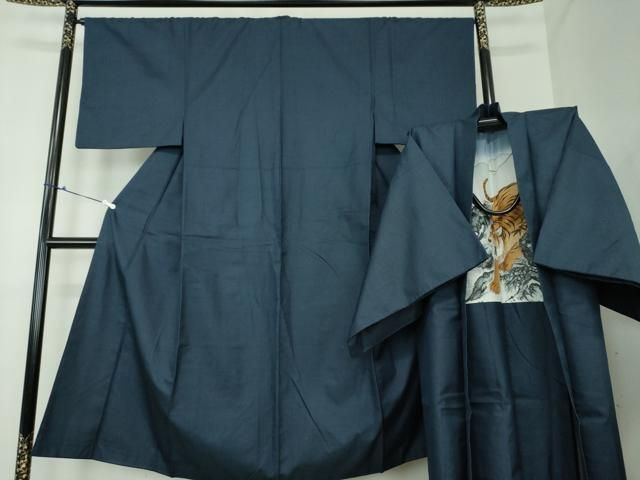 平和屋着物●男性　紬　アンサンブル　長羽織　100亀甲　総詰め　正絹　逸品　DAAS3953ps 平和屋着物○男性 紬 アンサンブル 長羽織 100亀甲 総詰め 正絹 逸品