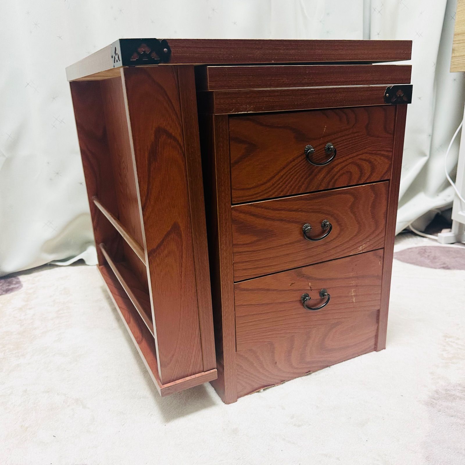 木製天板折りたたみ式文机 アンティーク 木製天板折りたたみ式文机 アンティーク