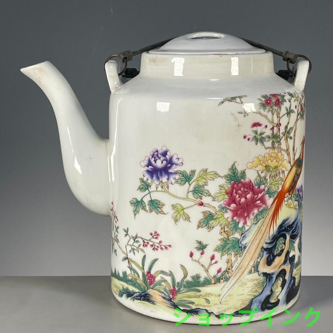 粉彩富貴吉祥図提梁壺 茶壺 茶道具 景徳鎮 陶磁器 装飾品 工芸品美術品 置物 粉彩富貴吉祥図提梁壺 茶壺 茶道具 景徳鎮 陶磁器 装飾品 工芸品