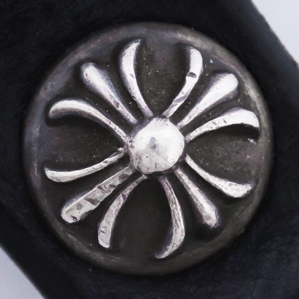 CHROME HEARTS Dキーリング クロスボタン ブラックレザー クロムハーツ