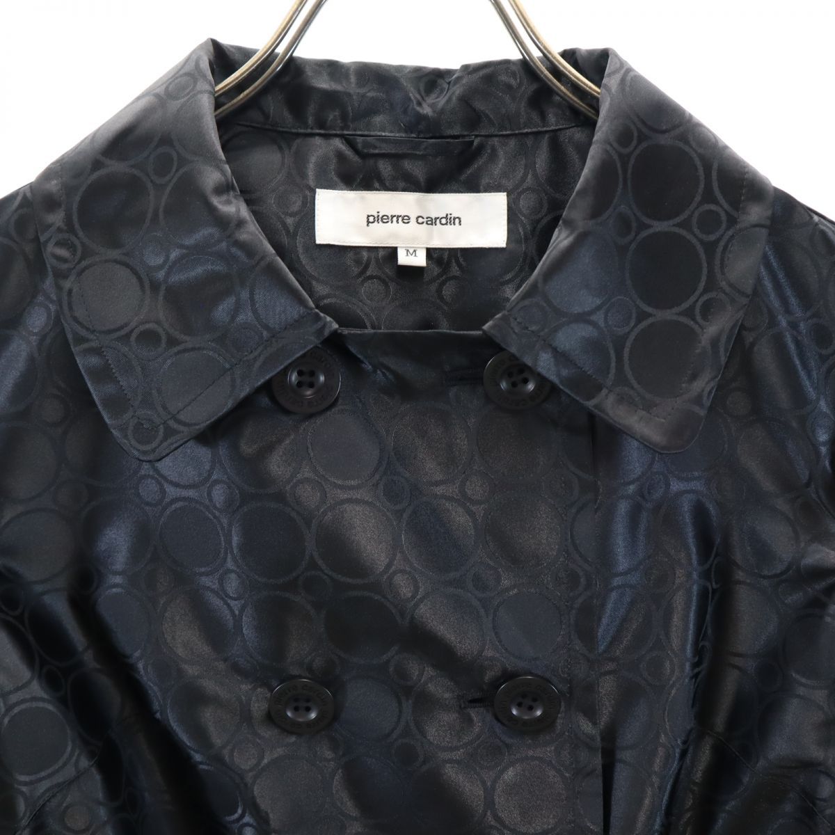 ピエールカルダン 日本製 総柄 トレンチコート M 黒 Pierre Cardin