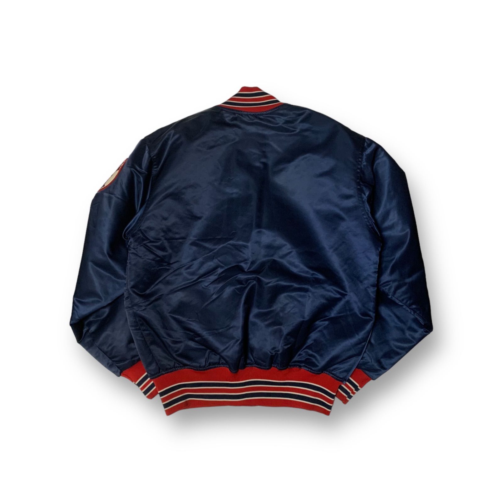 90s TOP OF THE LINE BY FELCO “BOSTON REDSOX” Nylon Stadium Jacket フェルコ ナイロンスタジアムジャケット スタジャン ネイビーレッド ホワイト Mサイズ USA製 MLB レッドソックス 野球