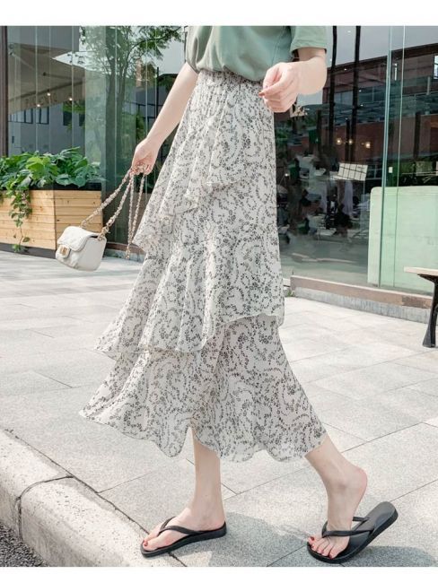 種類21：7/XL ボトムス スカート シフォンスカート ミモレ丈  ふわふわ フリルスカート  ハイウエスト ゴムウエスト シフォン かわいい 大人可愛い シンプル おしゃれ  ラブリー キュート ガーリー  個性的 主役級 存在感 とろみ感 柄 無地 春 