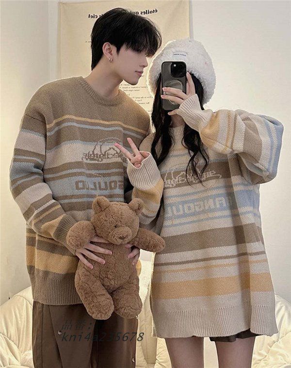  秋物 ペア カップル モカ ニット 長袖 カジュアル ファッション トップス 上着 ゆったり ニットセーター 暖かい プレゼント 記念日彼女 彼氏 kni 4 a 235678 ノースリーブ ニット セーター