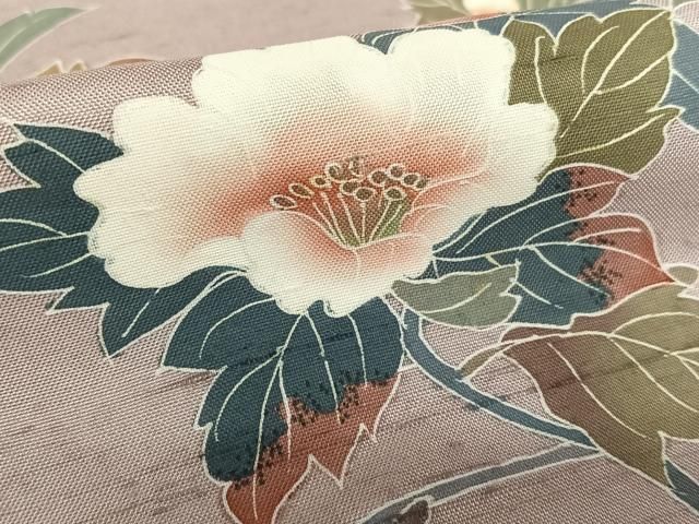 平和屋着物○訪問着 友禅 作家物 紬地 枝花文 正絹 逸品 AAAV7320zg