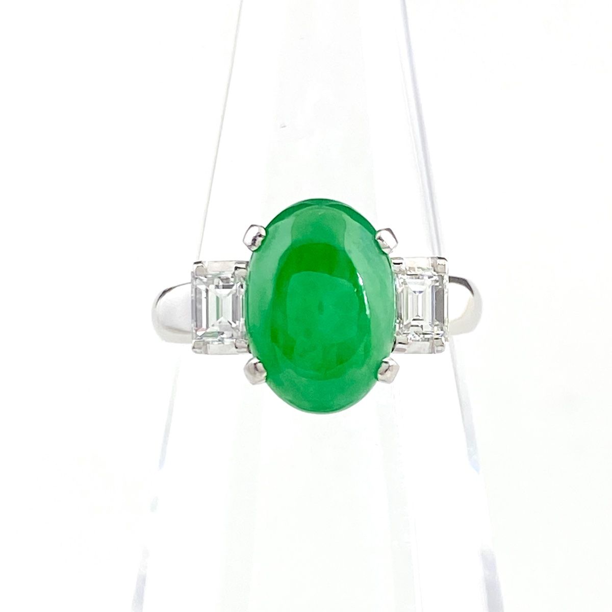 エメラルド デザインリング プラチナ YG イエローゴールド メレダイヤ