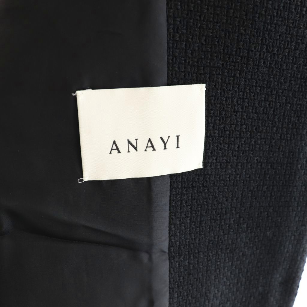 ANAYI 24AW ウールプリペラVネックロングジャケット　ノーカラー 36 BPF01_10_10242110080_0201?$