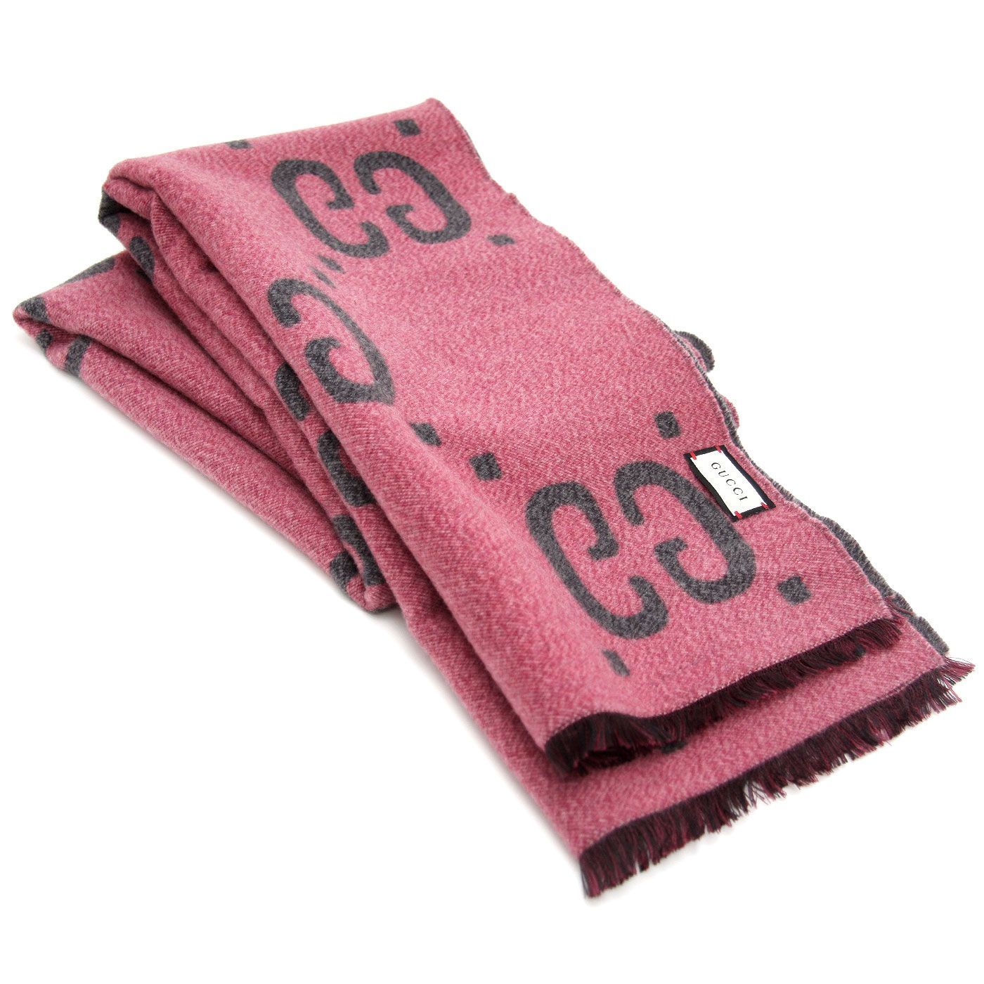 GUCCI / マフラー/ウール/PNK/レディース/GG柄/558007 3G636// 美品 グッチ マフラー GGジャカード ウールシルク スカーフ 558007