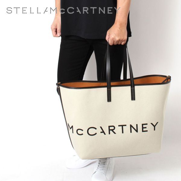 ステラ・マッカートニー Stella McCartney  メンズ ロゴプリント キャンバストートバッグ【9043 ECRU】 7B0063WP0221  9043 ECRU/【2024SS】m-bag