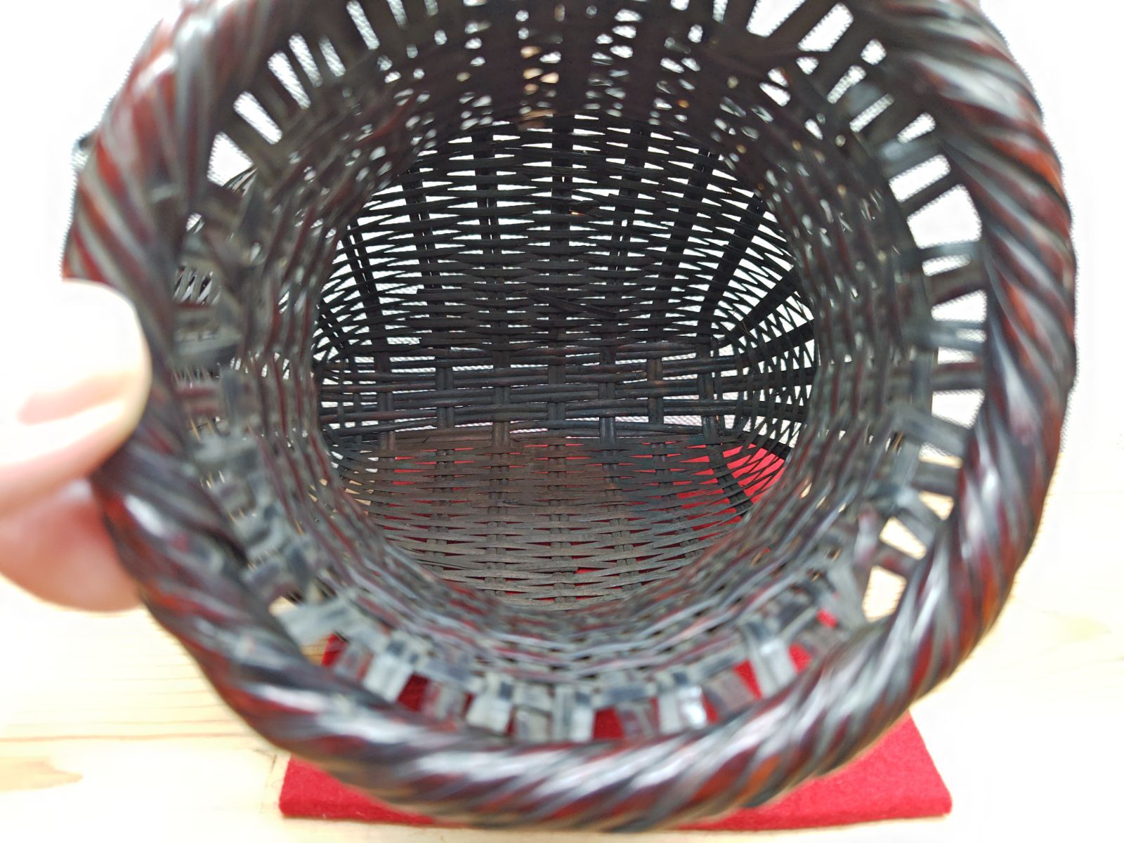 逢絢亭】茶道具 花入 花籠 花篭 唐物写 落としは竹製 篭師 鈴木竹朋斎