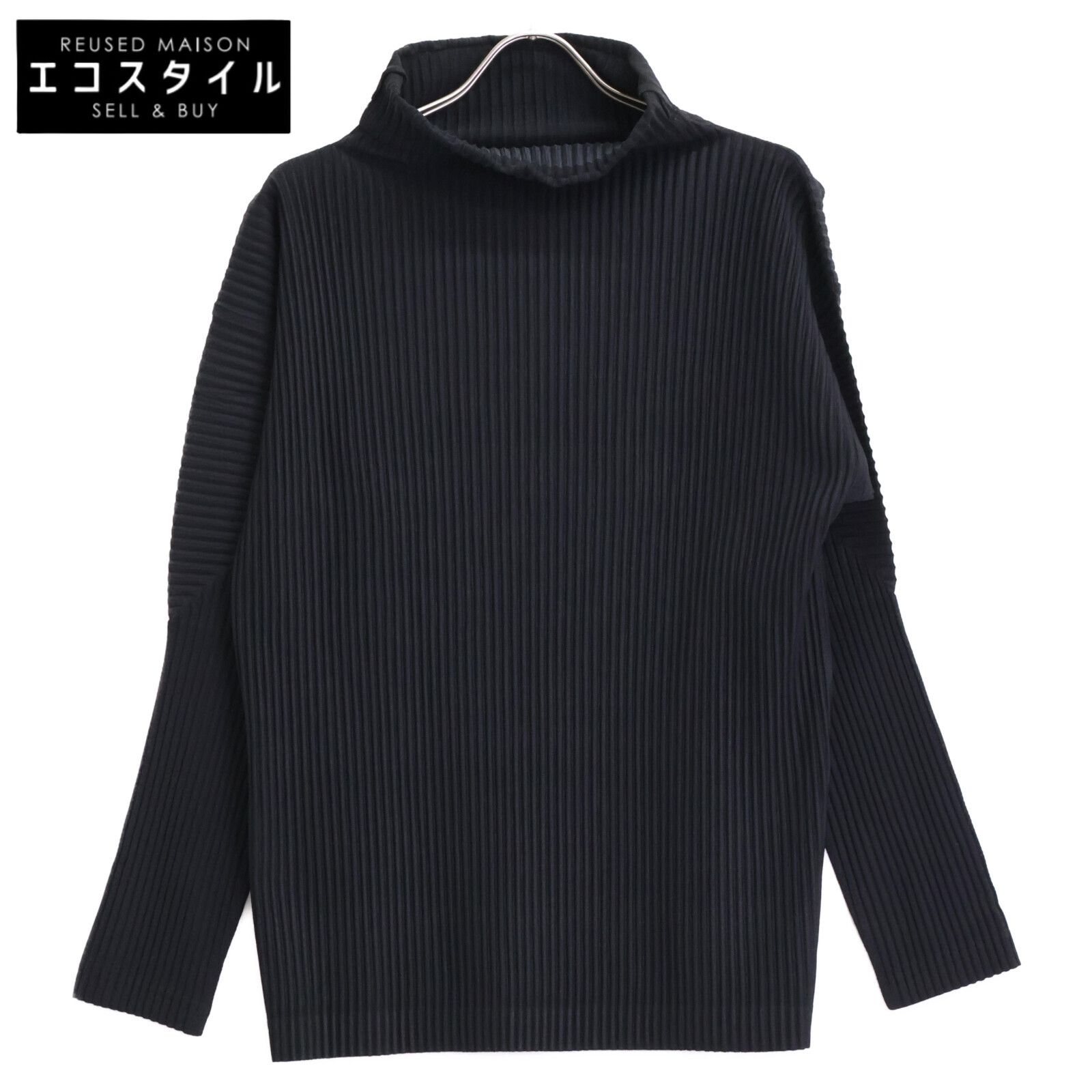 HOMME PLISSE ISSEY MIYAKE オムプリッセ イッセイミヤケ ﾌﾞﾗｯｸ HP55JK022 ﾀｰﾄﾙﾈｯｸ ﾛﾝｸﾞｽﾘｰﾌﾞTｼｬﾂ 3