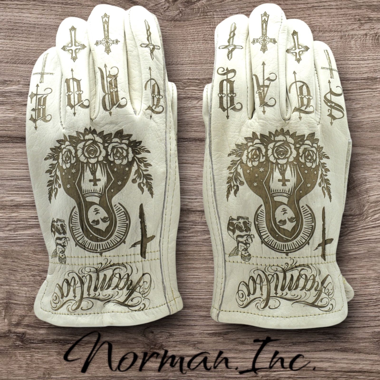 牛革 レザーグローブ ホワイト 白 アメリカン バイク ハーレー