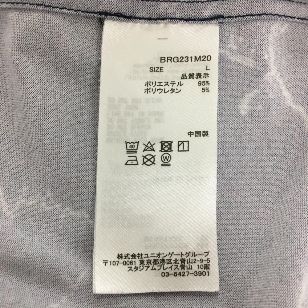 ブリーフィング 半袖ハイネックシャツ ネイビー×白 総柄 ロゴプリント メンズ L ゴルフウェア モデル BRIEFING WWW_OLIVIERBERNSTEIN_COM