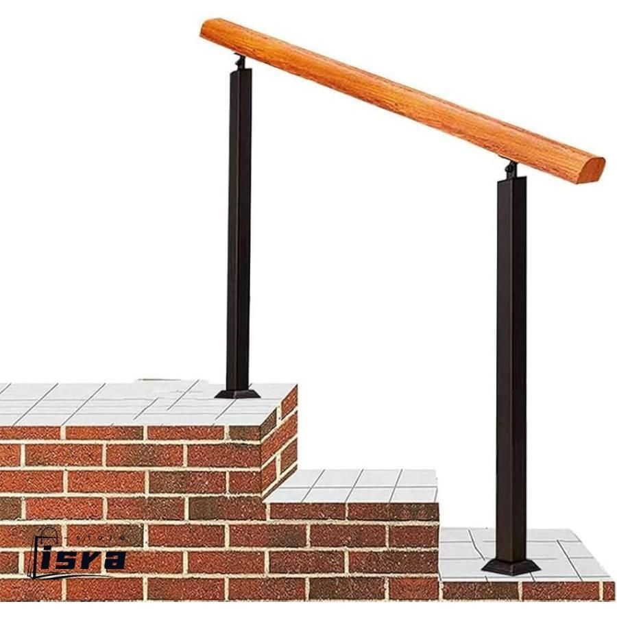 手すり 屋外 階段手摺 無垢材の手すり調節 なアームレスト 玄関手すり マットな黒のアイアン階段に手すり 取り付けが簡単 階段を使