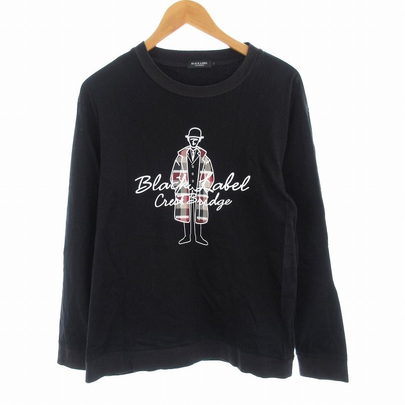 ブラックレーベルクレストブリッジ BLACK LABEL CRESTBRIDGE Tシャツ カットソー 長袖 ロンT 長袖 フロントロゴ プリント L  黒 ブラック □SM3 /MM - メルカリ