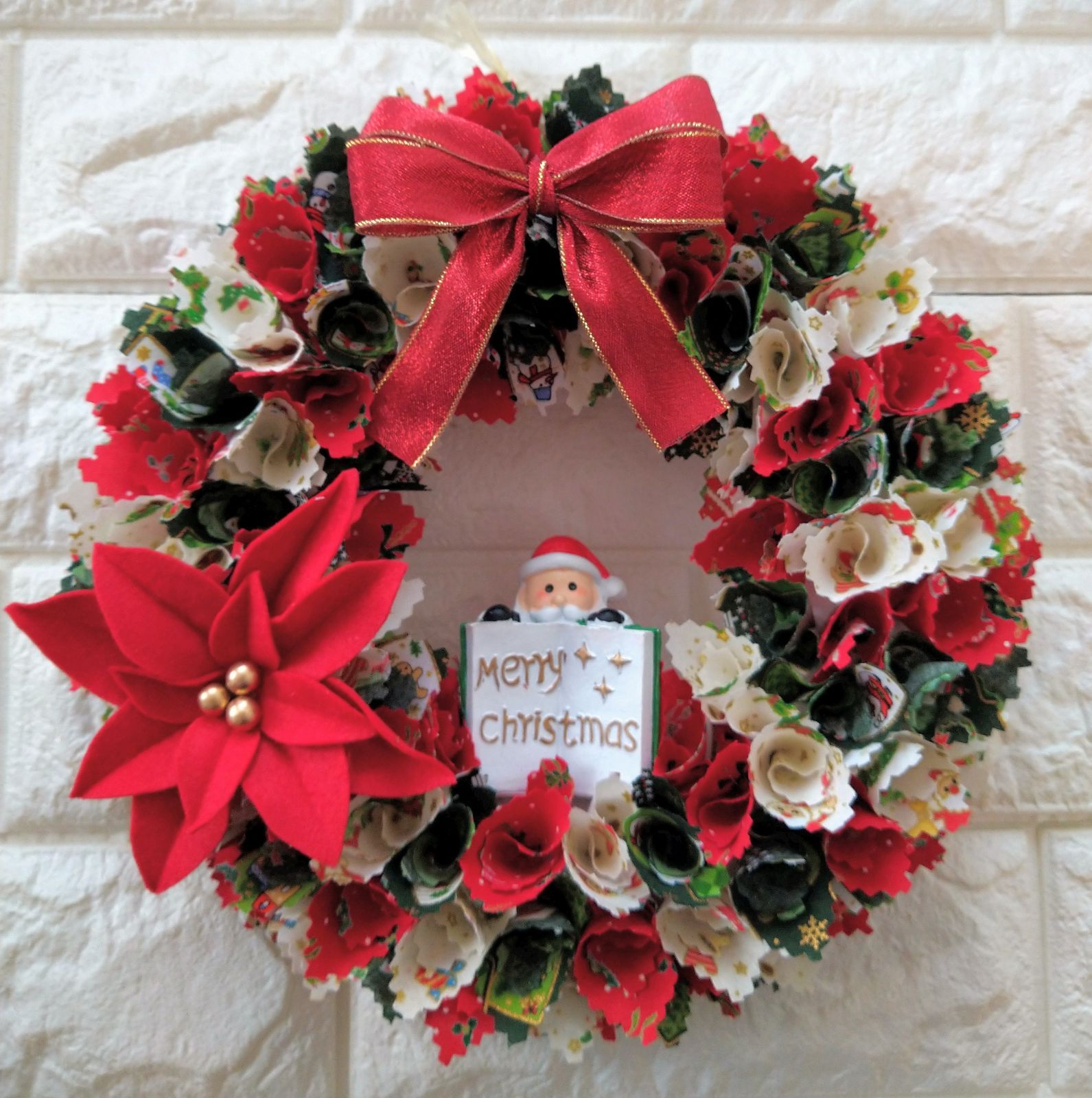 フラワーリース布リースファブリックリース