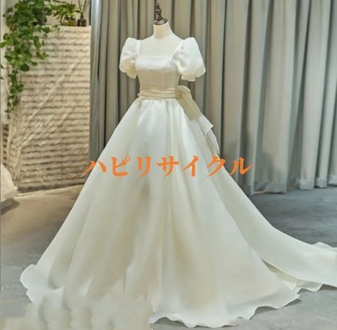 前撮りウェディングドレス パフスリーブ パフスリーブウェディングドレス結婚式前撮り (ウェディング