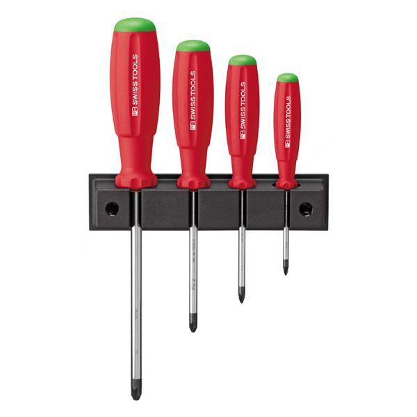PB SWISS TOOLS ピービースイスツールズ 4本組 スイスグリップ ポジドライバーセット ホルダー付 ペーパーボックス入 8243.CBB