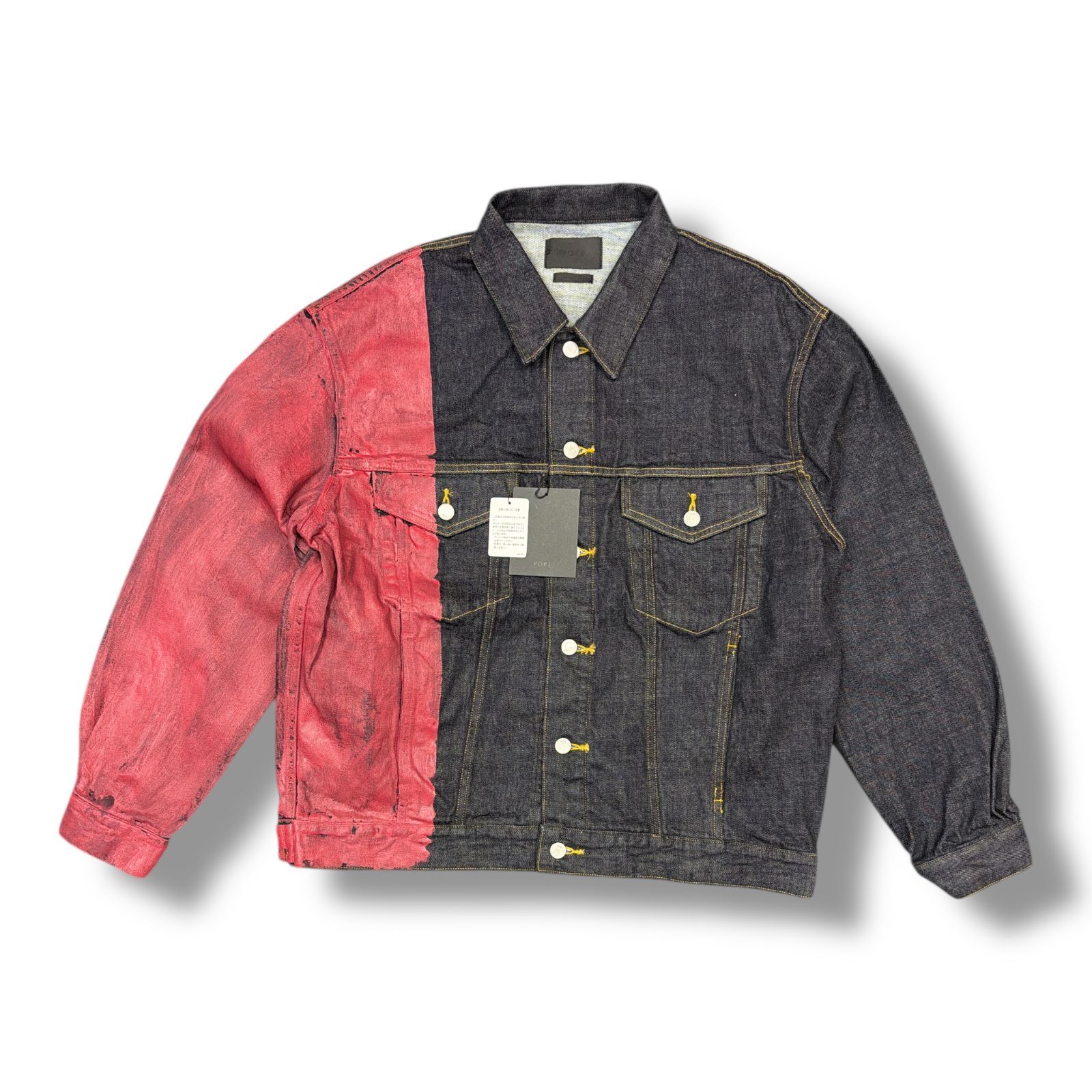 参考上代85800円 YOKE 24AW PAINTED DENIM TRUCKER JACKET ペイントデニムトラッカージャケット Gジャン ヨーク YK24FW0785B インディゴ